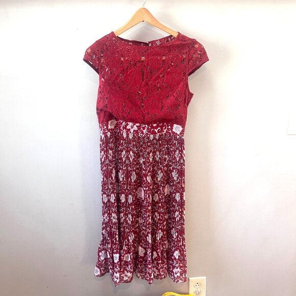 Anthropologie Plenty By Tracy Reese Arcadia Midi Lace and Pleated Skirt Dress- 2 - Picture 1 of 5